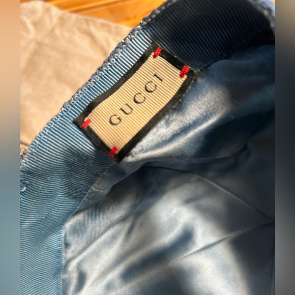 Gucci Canvas GG Monogram Rush Baseball Hat M Blue Silver worn 2x. Excellent - Picture 8 of 11